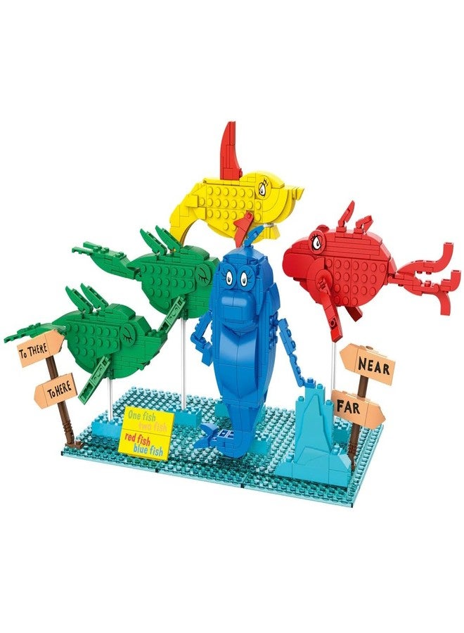 Brickcraft Officially Licensed Dr. Seuss One Fish Two Fish Red Fish Blue Fish with Fish Figures and Signage Included 571 Pieces Multicolored Brick Building Set - Image 3